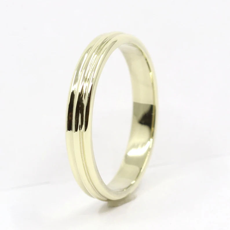 14K 3MM 3 VERTICAL STRIPE BAND