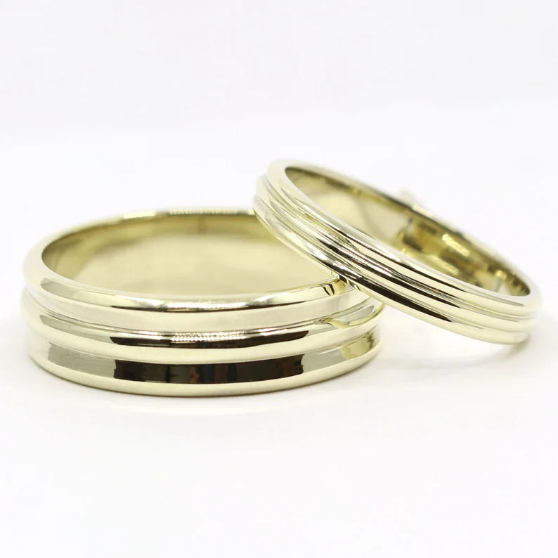 14K 3MM 3 VERTICAL STRIPE BAND