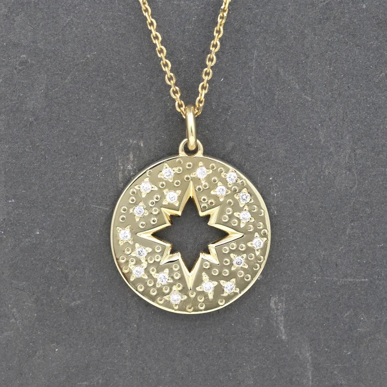 14K DIAMOND STARBURST NECKLACE