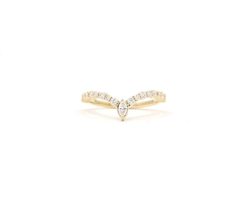 14K 0.45CT DIAMOND CHEVRON BAND