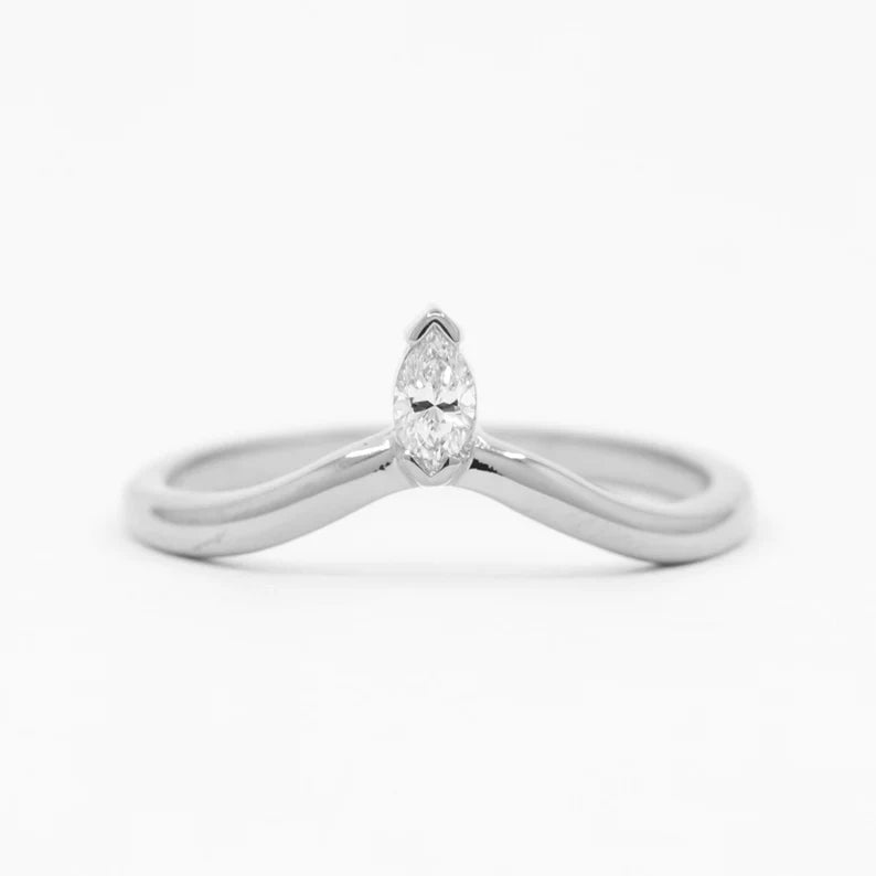 14K MARQUISE DIAMOND CURVED BAND