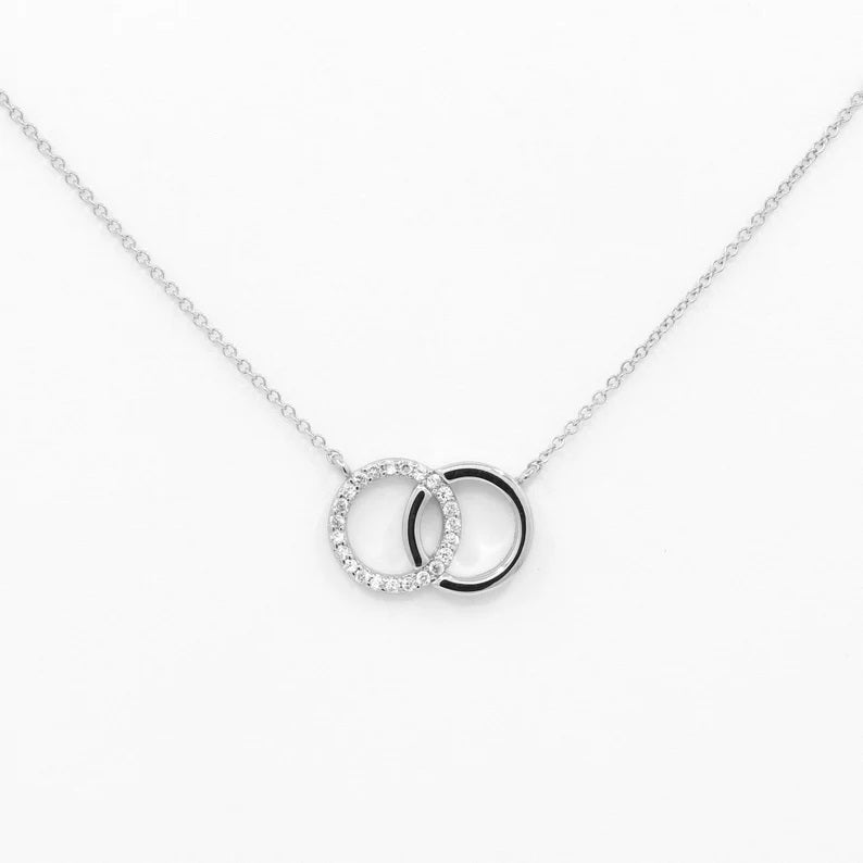 14K DIAMOND DOUBLE CIRCLE NECKLACE