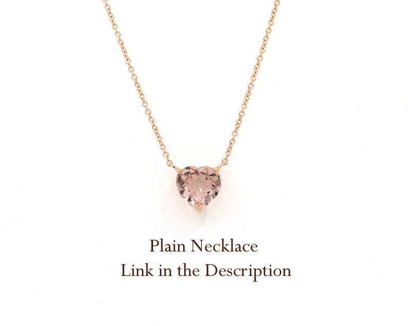 14K HEART MORGANITE 3 DIAMOND NECKLACE