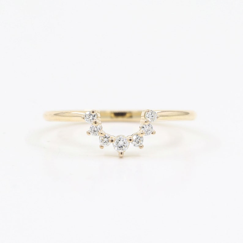 14K 0.12CT DIAMOND U SHAPE CROWN BAND