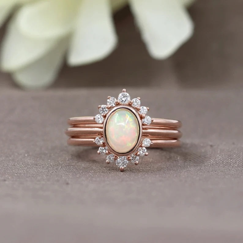 14K OVAL OPAL BEZEL SOLITAIRE RING