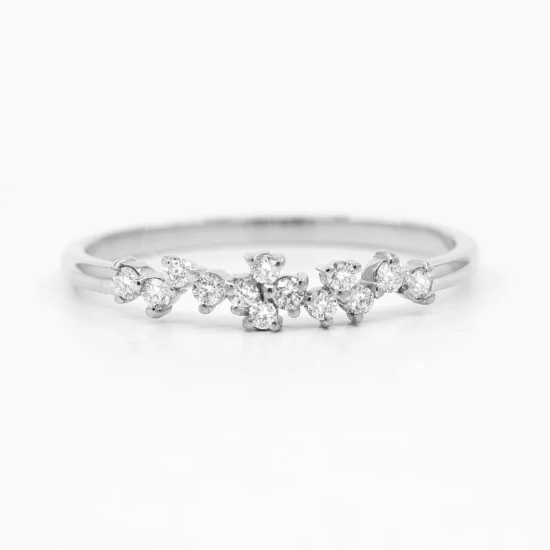 14K 0.15CT DIAMOND CLUSTER BAND