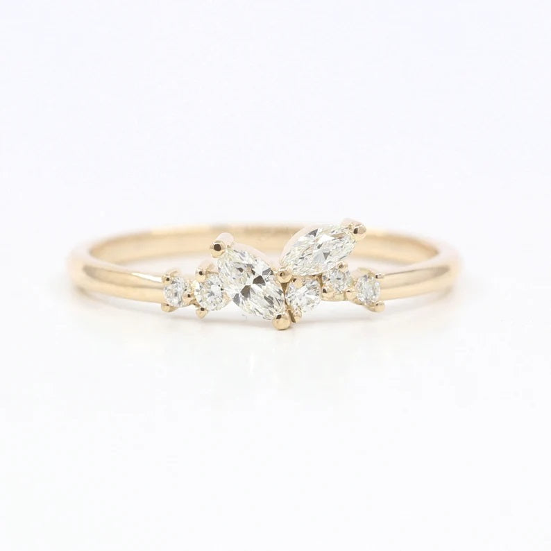 14K 0.26CT DIAMOND CLUSTER BAND