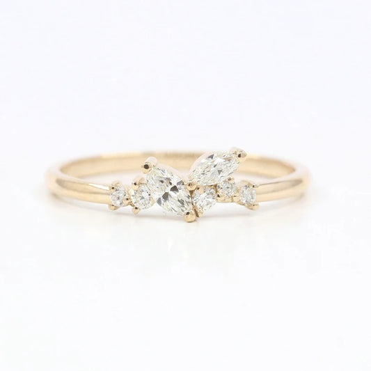 14K 0.26CT DIAMOND CLUSTER BAND