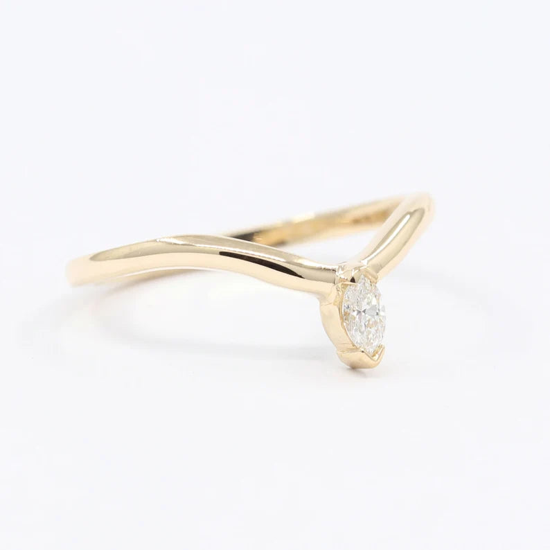 14K MARQUISE DIAMOND CURVED BAND