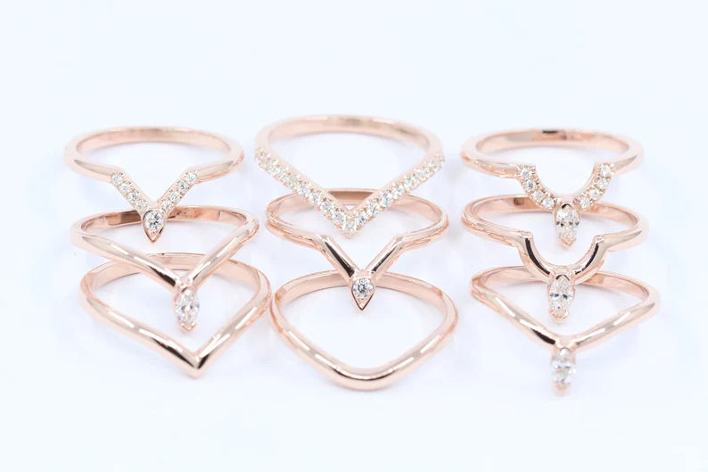 14K MARQUISE DIAMOND U SHAPE CROWN BAND