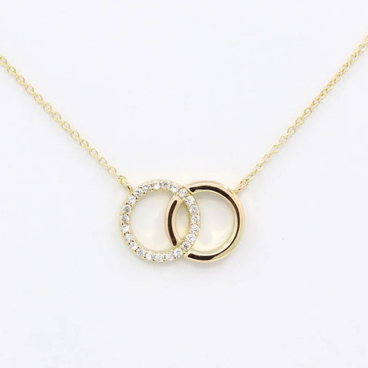 14K DIAMOND DOUBLE CIRCLE NECKLACE