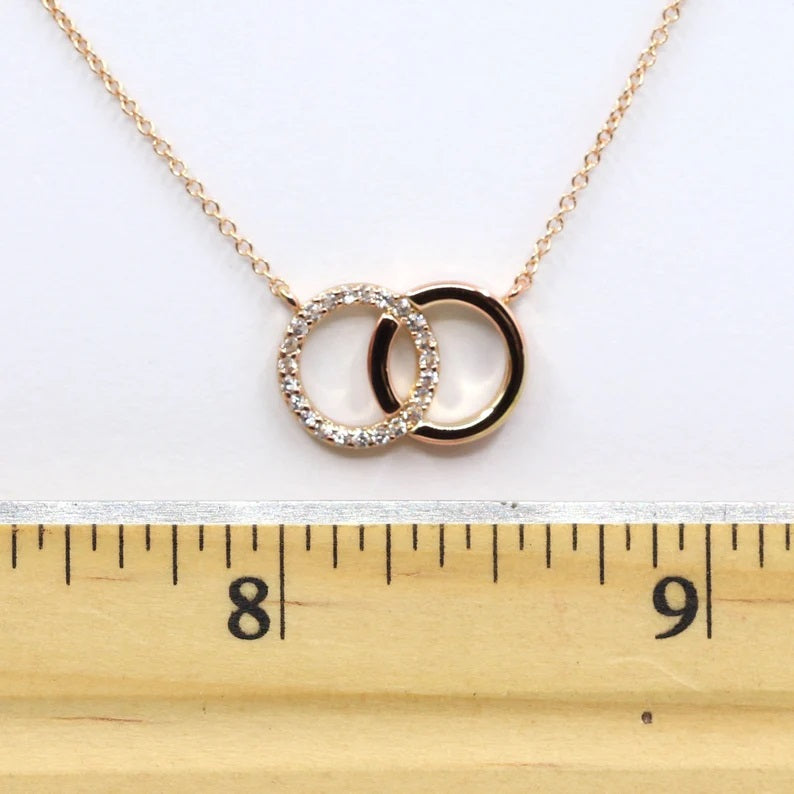 14K DIAMOND DOUBLE CIRCLE NECKLACE