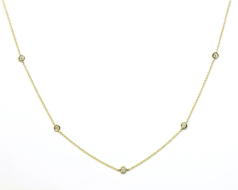 14K 0.05CT DIAMOND BY THE YARD NECKLACE