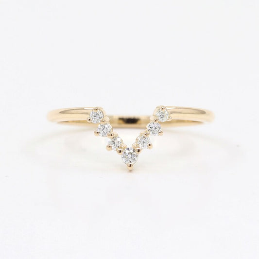 14K DIAMOND V SHAPE CHEVRON BAND