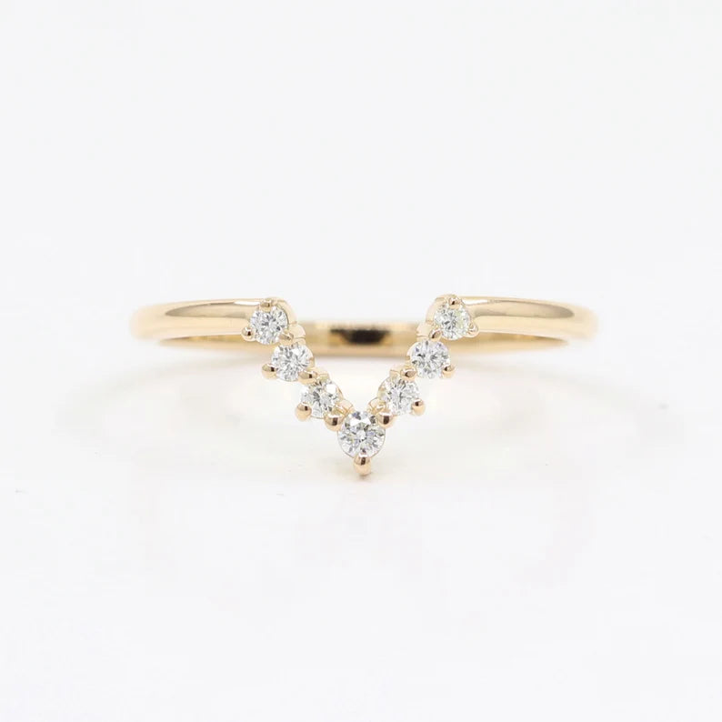 14K PEAR MORGANITE RING DIAMOND CHEVRON BAND 3 RING SET