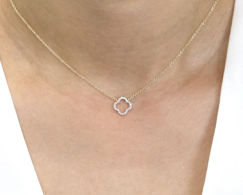 14K DIAMOND CLOVER NECKLACE