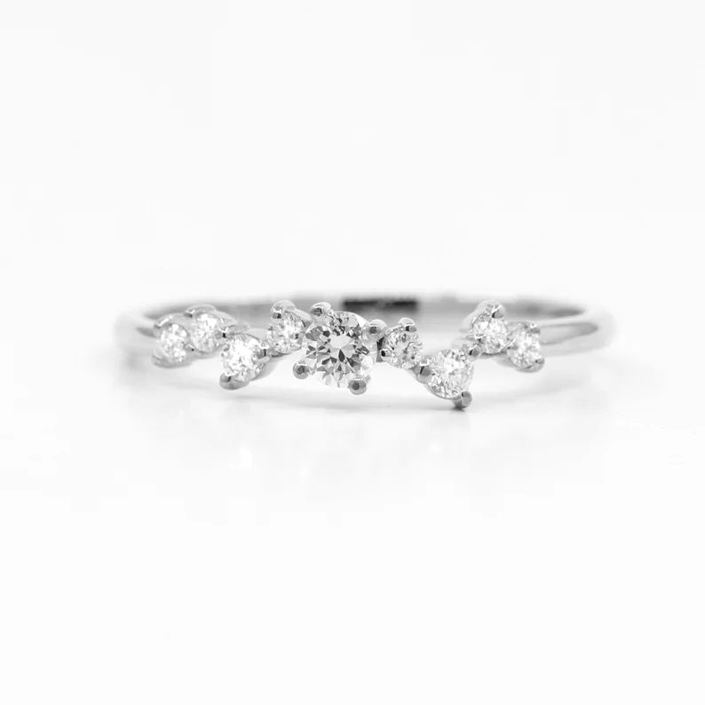 14K 0.21CT DIAMOND CLUSTER BAND