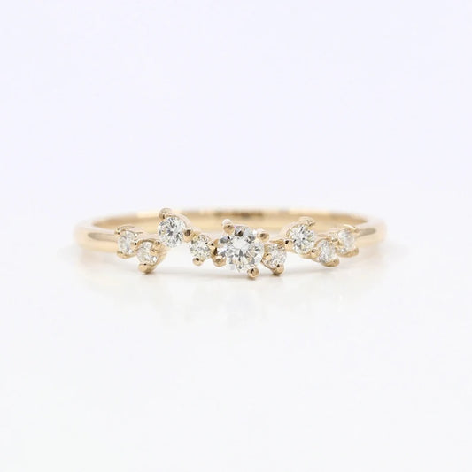 14K 0.21CT DIAMOND CLUSTER BAND