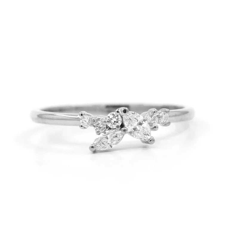 14K 0.26CT DIAMOND CLUSTER BAND