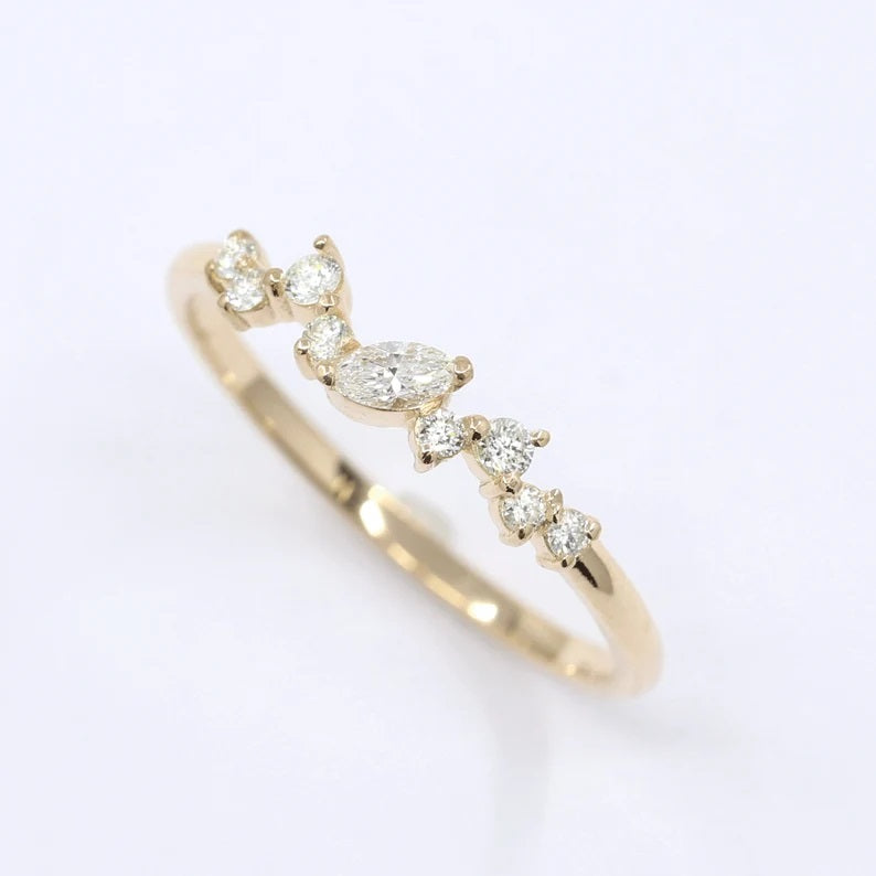 14K 0.21CT DIAMOND CLUSTER BAND