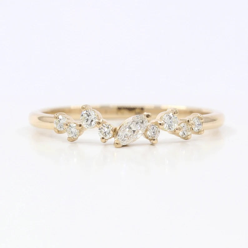 14K 0.21CT DIAMOND CLUSTER BAND