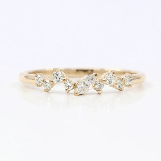 14K 0.21CT DIAMOND CLUSTER BAND