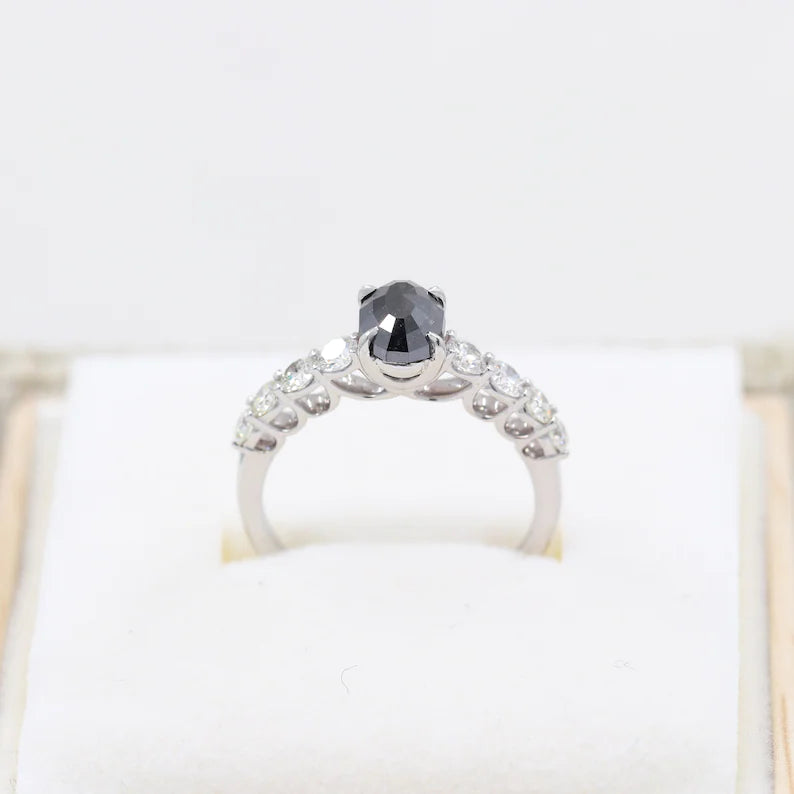 14K 0.93CT SALT AND PEPPER DIAMOND RING