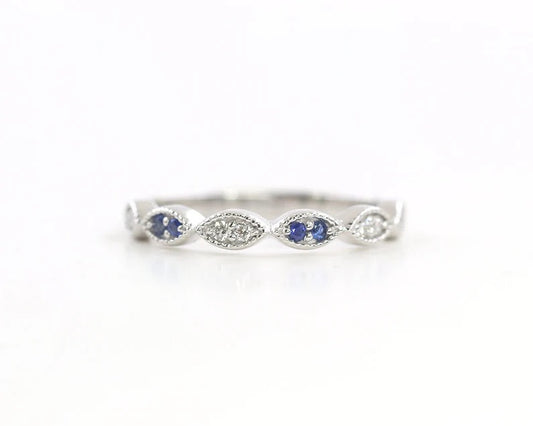 14K SAPPHIRE DIAMOND ART DECO BAND