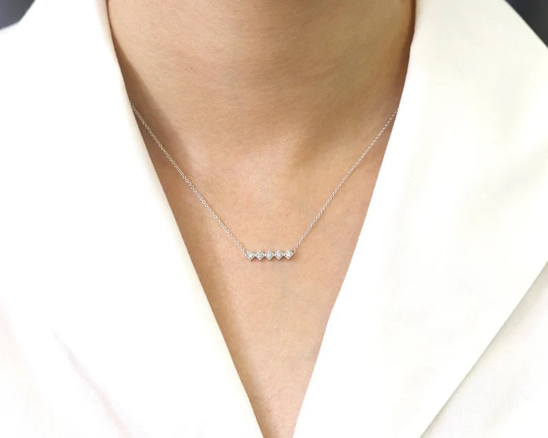 14K 5 DIAMOND RHOMBUS NECKLACE