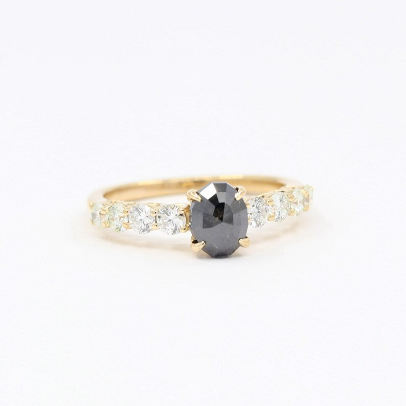 14K 0.93CT SALT AND PEPPER DIAMOND RING