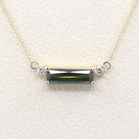 14K GREEN TOURMALINE DIAMOND NECKALCE