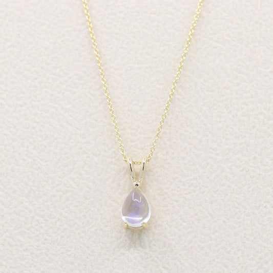 14K PEAR MOONSTONE SOLITAIRE NECKLACE