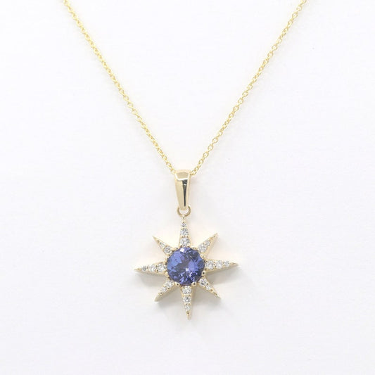 14K TANZANITE DIAMOND STAR NECKLACE