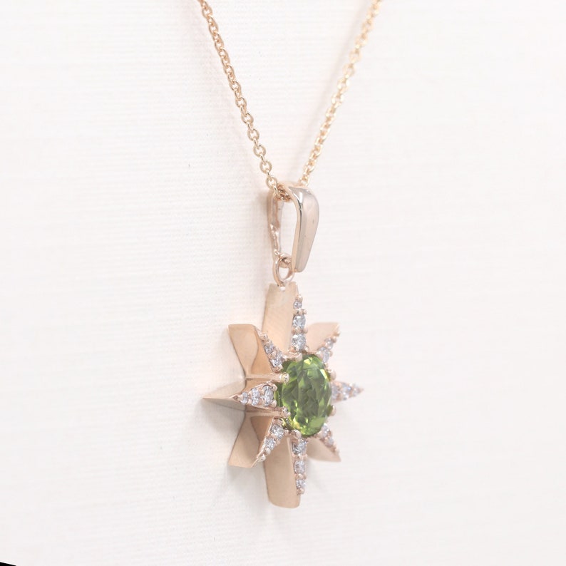 14K PERIDOT DIAMOND STAR NECKLACE