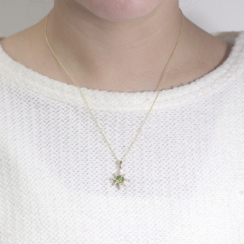 14K PERIDOT DIAMOND STAR NECKLACE