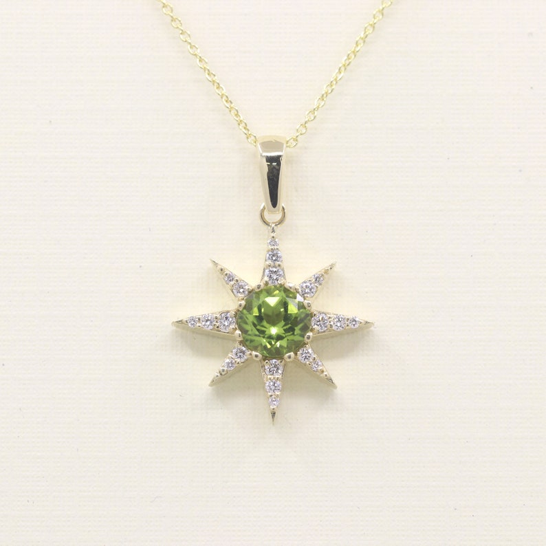 14K PERIDOT DIAMOND STAR NECKLACE