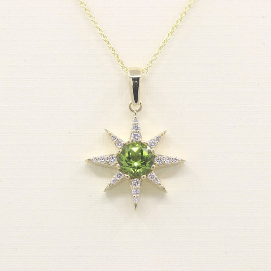 14K PERIDOT DIAMOND STAR NECKLACE