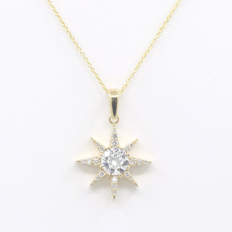 14K WHITE SAPPHIRE DIAMOND STAR NECKLACE