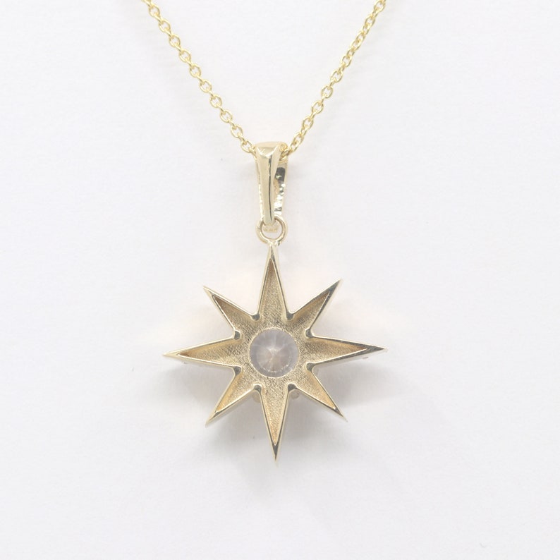 14K WHITE SAPPHIRE DIAMOND STAR NECKLACE