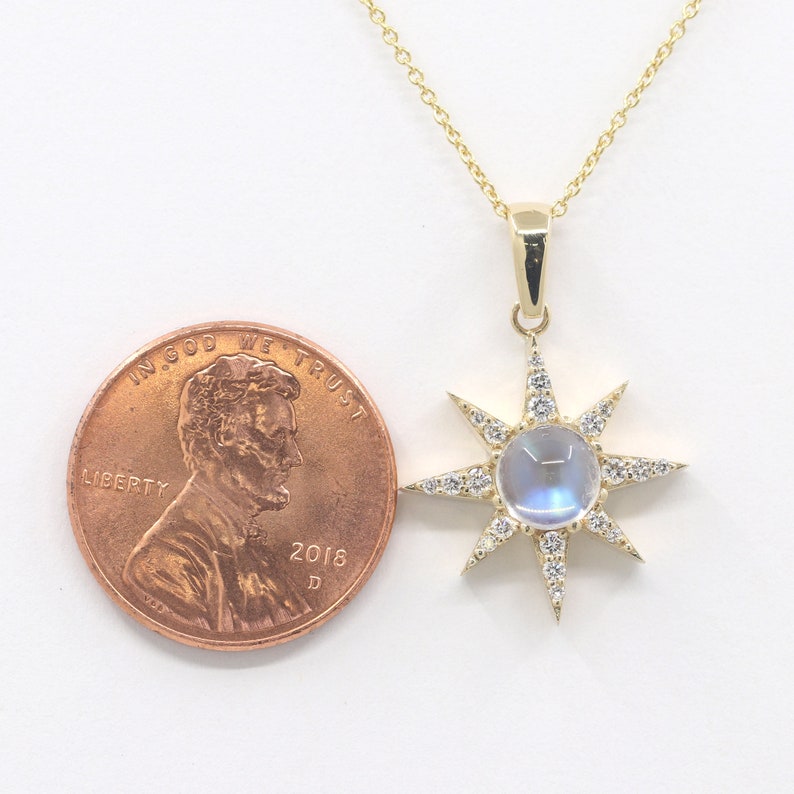 14K MOONSTONE DIAMOND STAR NECKLACE