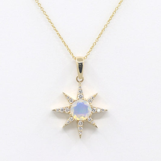 14K OPAL DIAMOND STAR NECKLACE