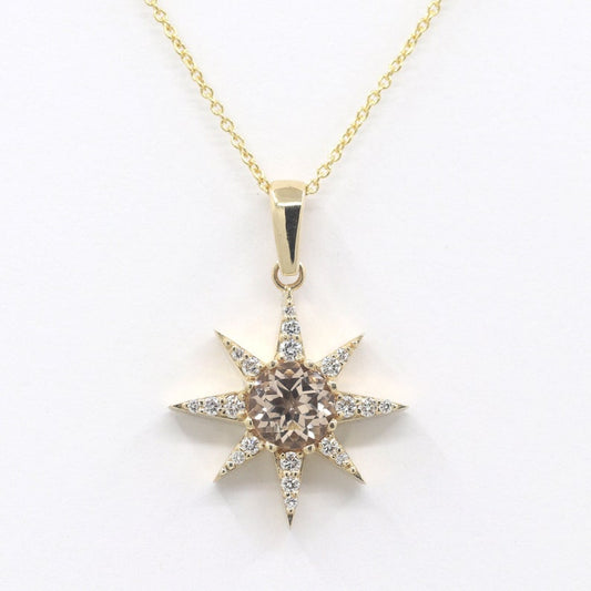 14K MORGANITE DIAMOND STAR NECKLACE