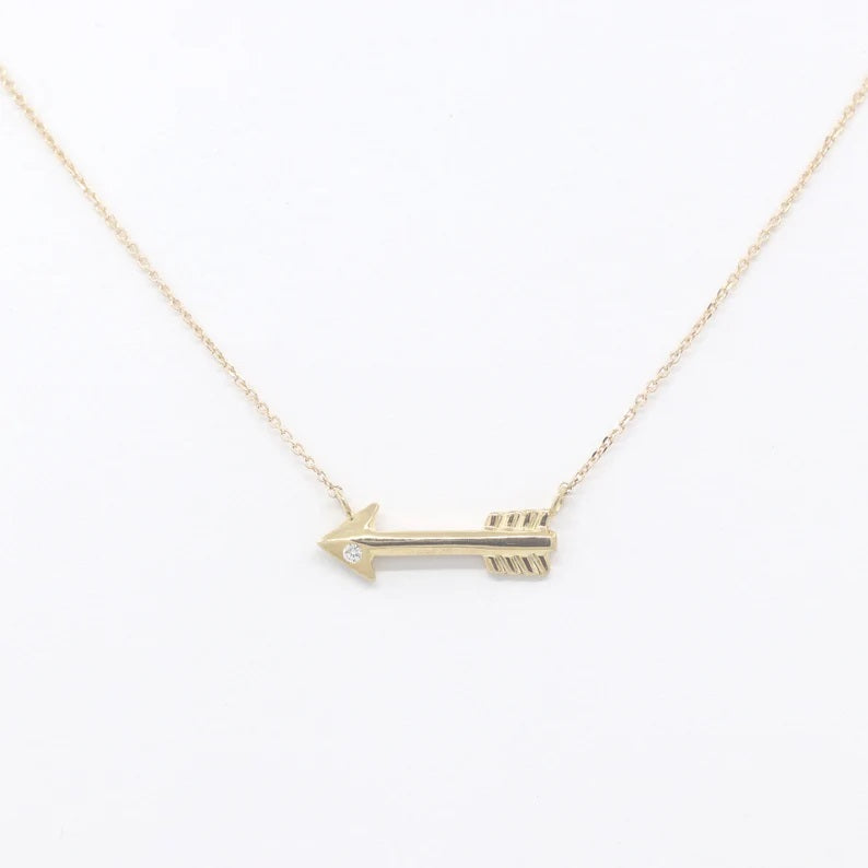 14K 1 DIAMOND TINY ARROW NECKLACE