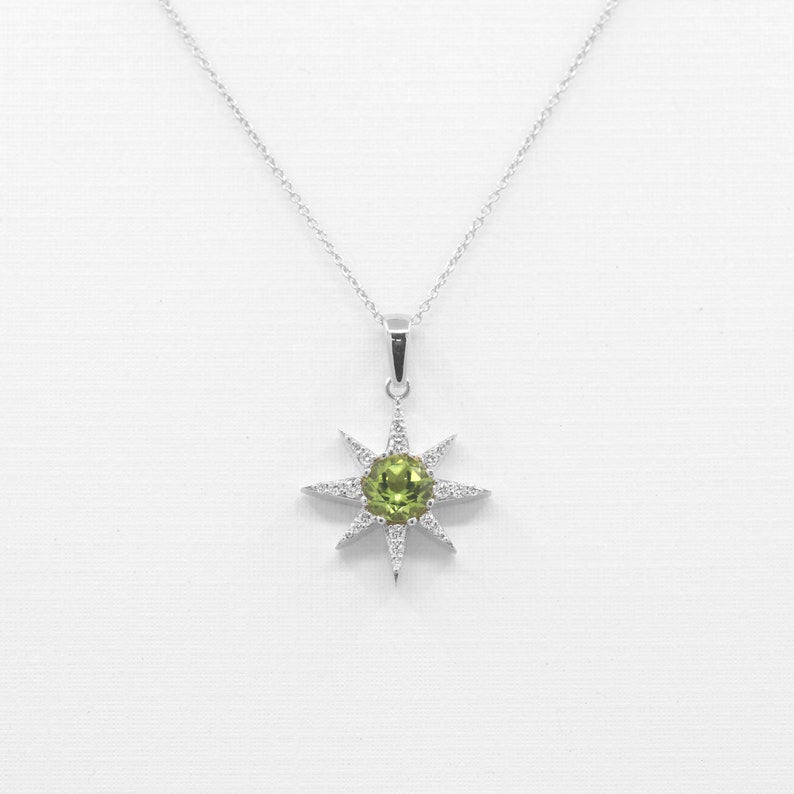 14K PERIDOT DIAMOND STAR NECKLACE