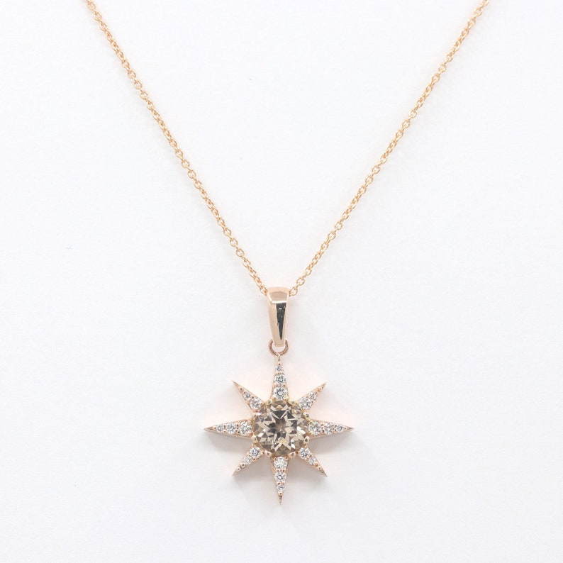 14K MORGANITE DIAMOND STAR NECKLACE