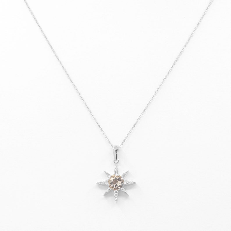 14K MORGANITE DIAMOND STAR NECKLACE