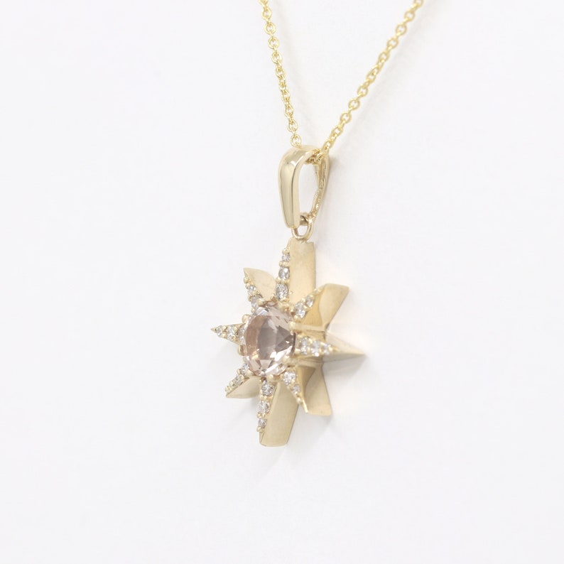 14K MORGANITE DIAMOND STAR NECKLACE