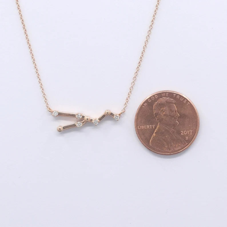 14K DIAMOND TAURUS ZODIAC SIGN SMALL VERSION NECKLACE