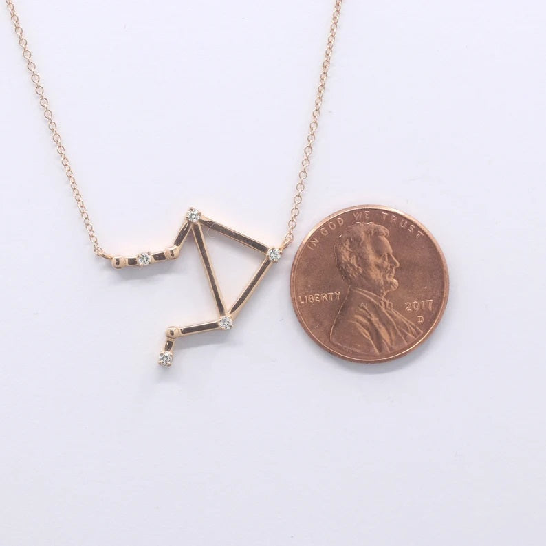 14K DIAMOND LIBRA ZODIAC SIGN SMALL VERSION NECKLACE