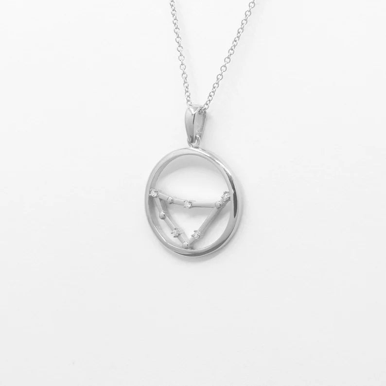 14K DIAMOND CAPRICORN ZODIAC SIGN CIRCLE NECKLACE